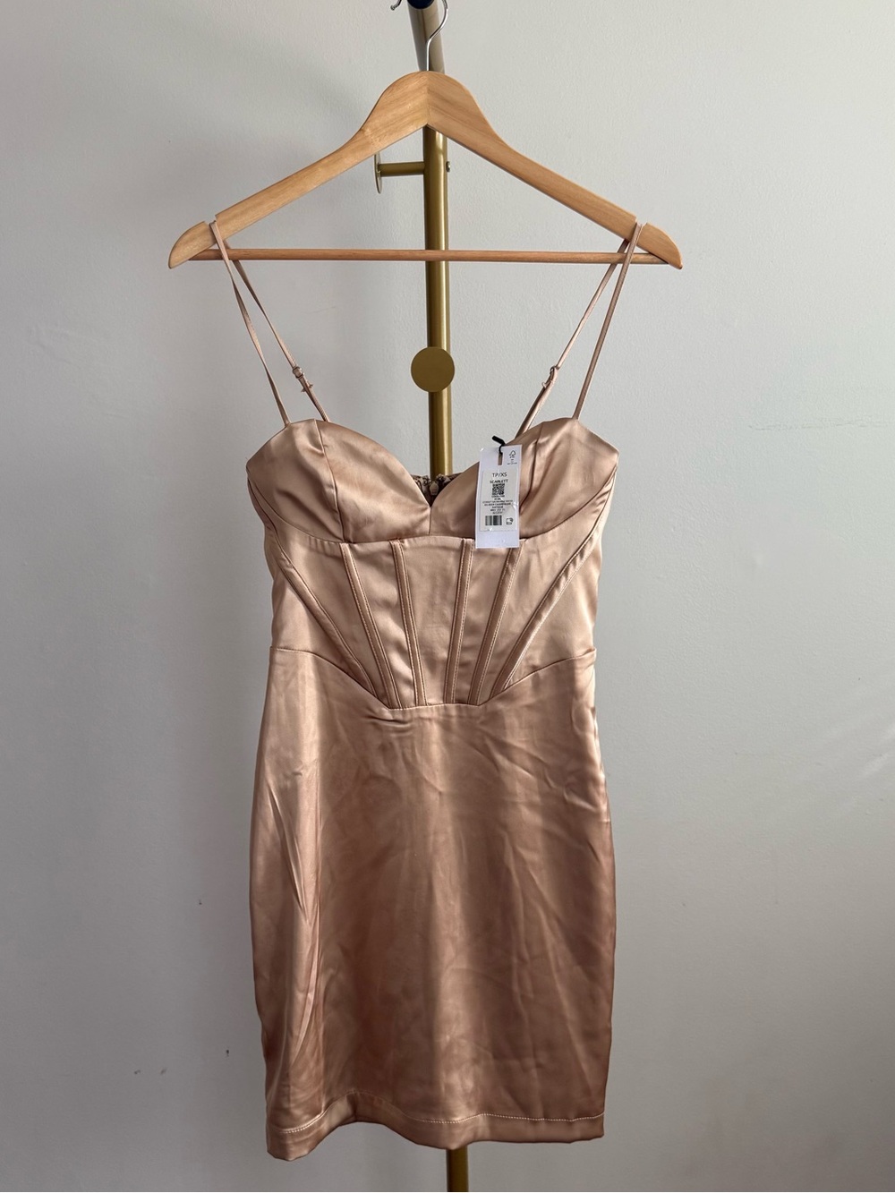 NWT Dynamite Champagne Satin Corset Mini Dress
